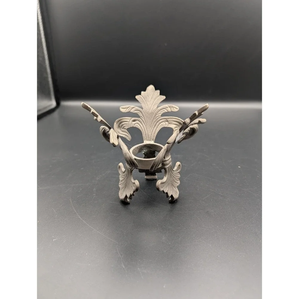 Vintage Fleur De Lis Trio Brass Stand Holder 5